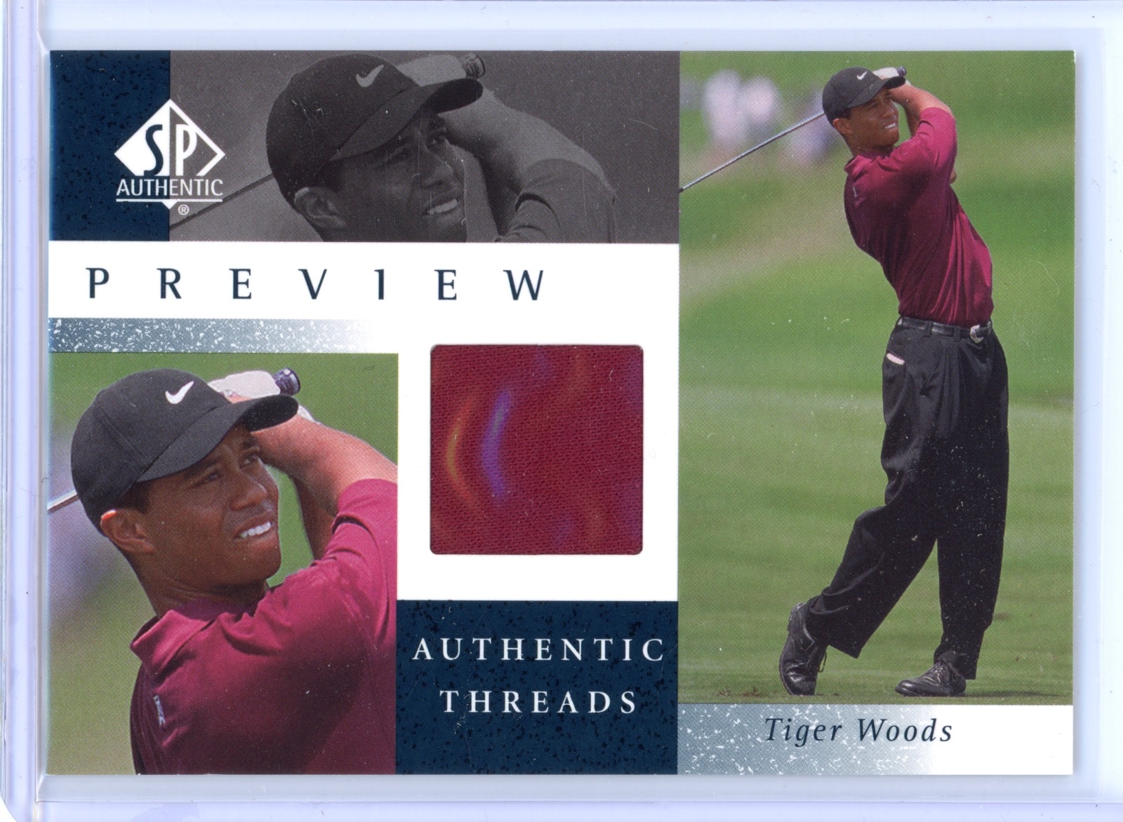 2001 Tiger Woods SP Preview Authentic Threads #TW-AT
