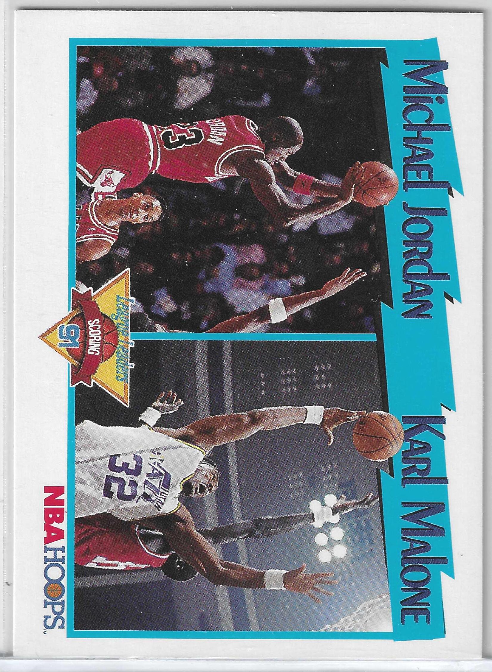 1991 Michael Jordan and Karl Malone NBA Hoops #306 (League Leaders Scoring)